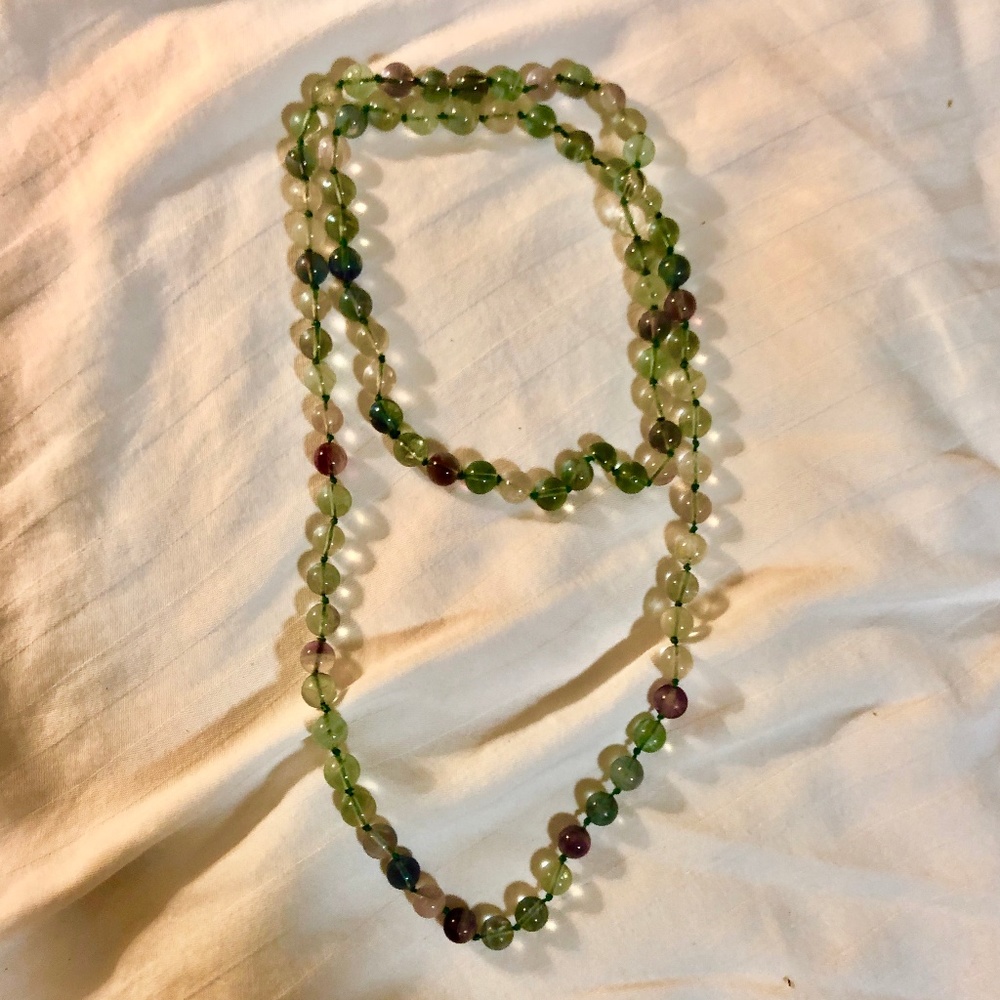 Green and Purple Glass Bead Necklace